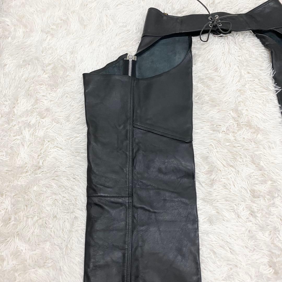 チャップス　バイカー　y2k ブラック　レザー　ファスナー　ベルト　XXLサイズ