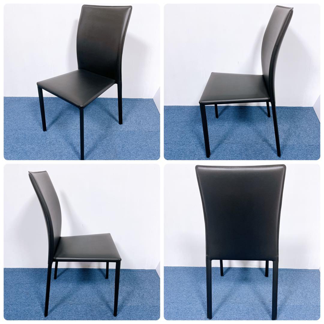 【未使用送料込】あずま工芸 レザーダイニングチェア 黒 2脚セット②