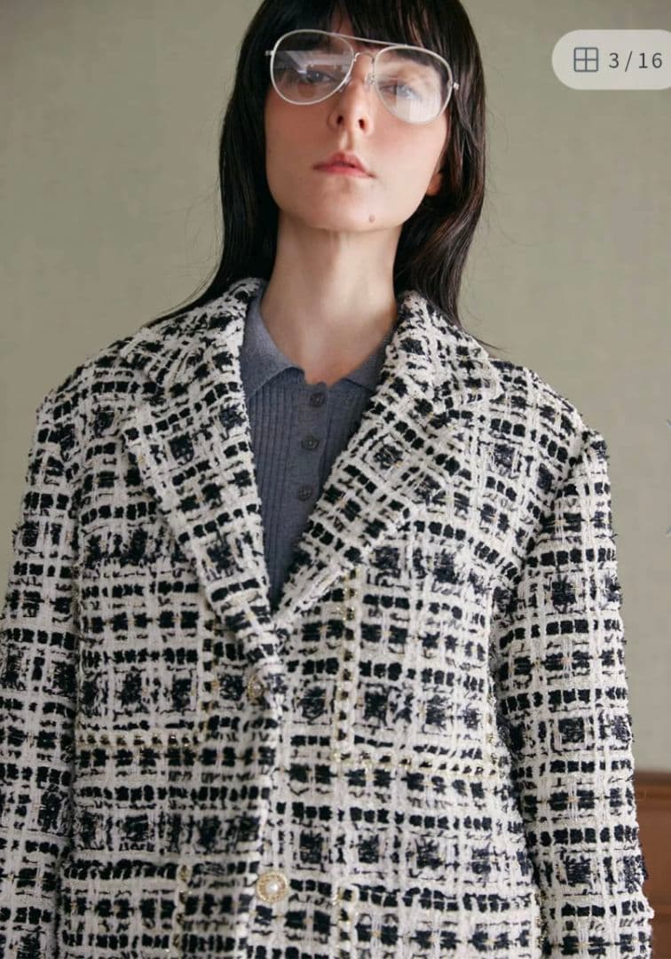 完売COEL38ツイードビッグテーラードジャケット白 ヨンア金子綾