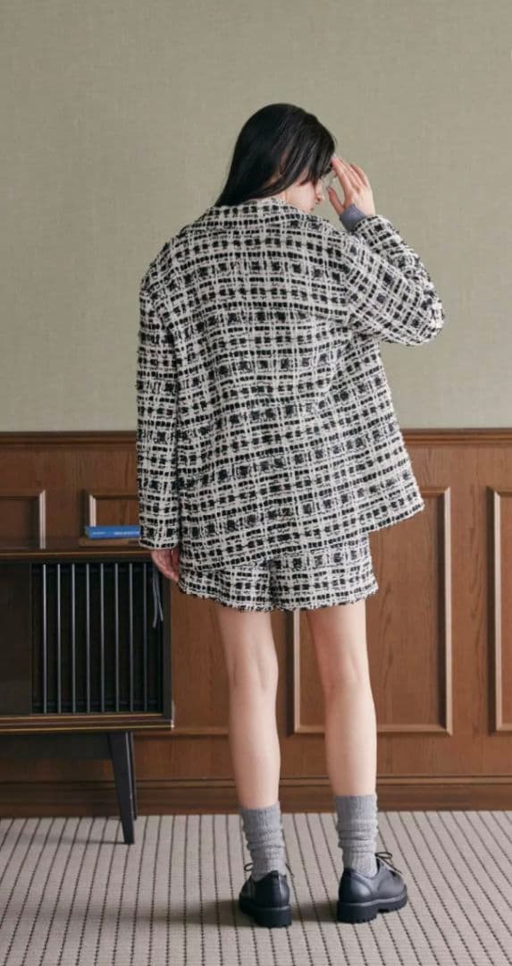 完売COEL38ツイードビッグテーラードジャケット白 ヨンア金子綾