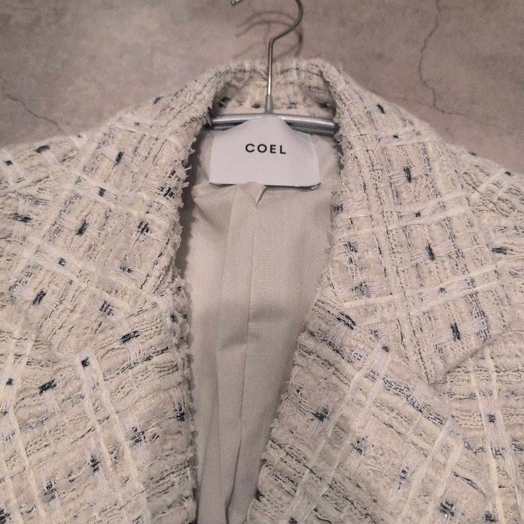 完売COEL38ツイードビッグテーラードジャケット白 ヨンア金子綾