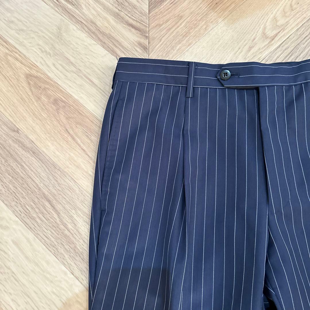 CARUSO カルーゾ　ウールモヘアストライプ　スーツ　ブルー　48サイズ