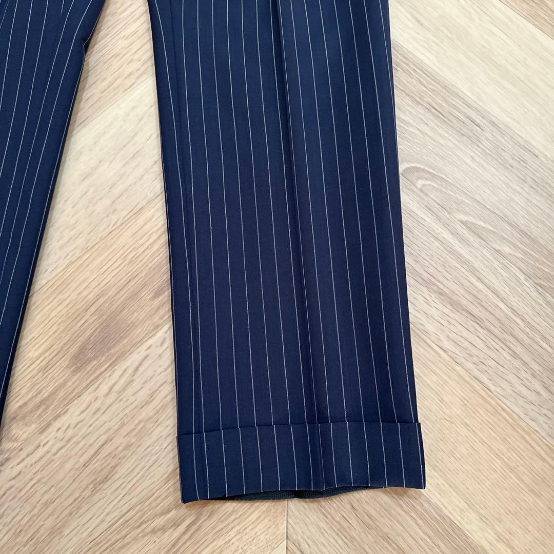 CARUSO カルーゾ　ウールモヘアストライプ　スーツ　ブルー　48サイズ