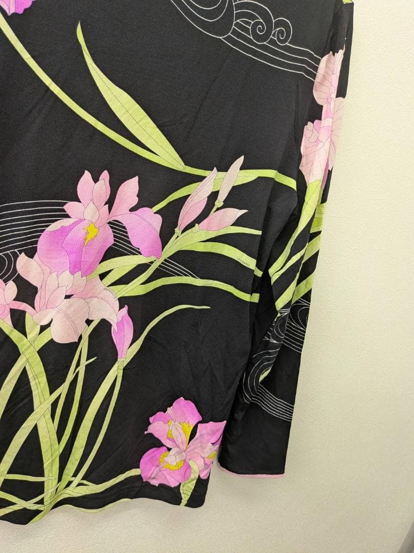 【未使用】 LEONARD レオナール ブラック 花柄 カットソー 40