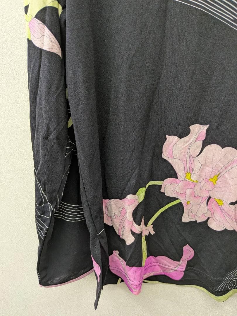 【未使用】 LEONARD レオナール ブラック 花柄 カットソー 40