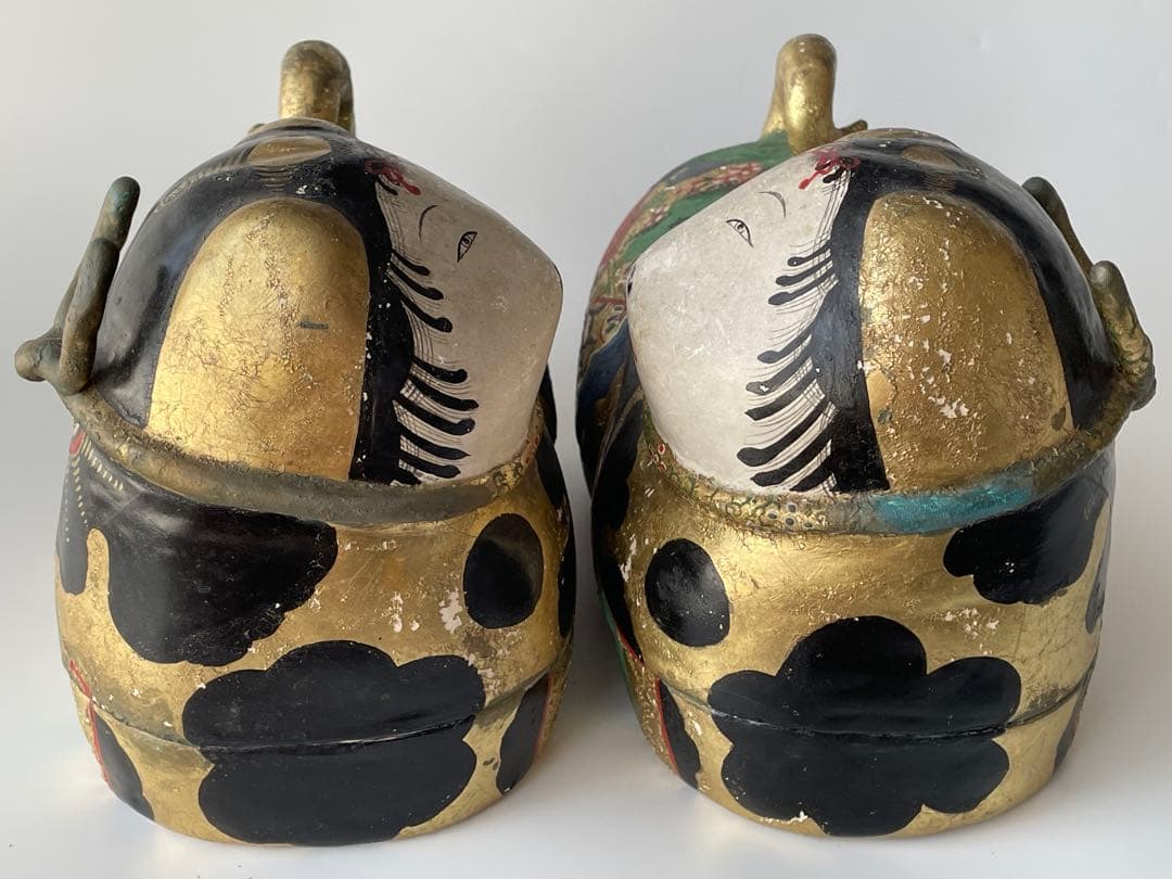 【江戸期】犬筥 一対 大型 24cm 彩色金彩 古美術 骨董品 有職飾り 希少品