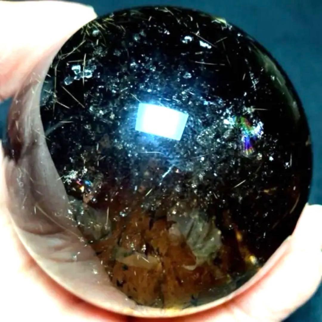 超大玉　63mm ゴールドルチルクォーツ　金針水晶　パワーストーン