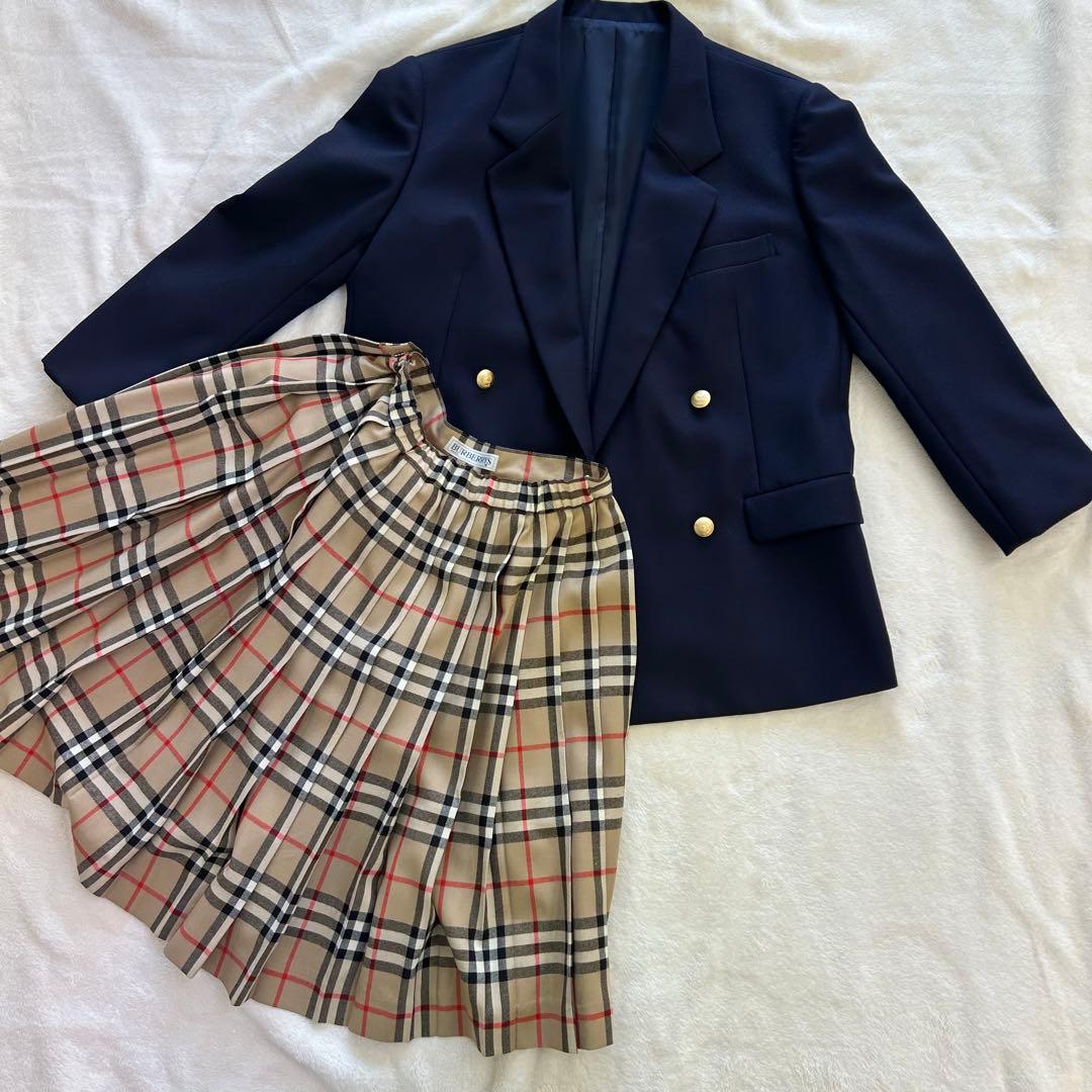 【美品】バーバリー フォーマル セットアップ 160 卒業式 入学式 ネイビー