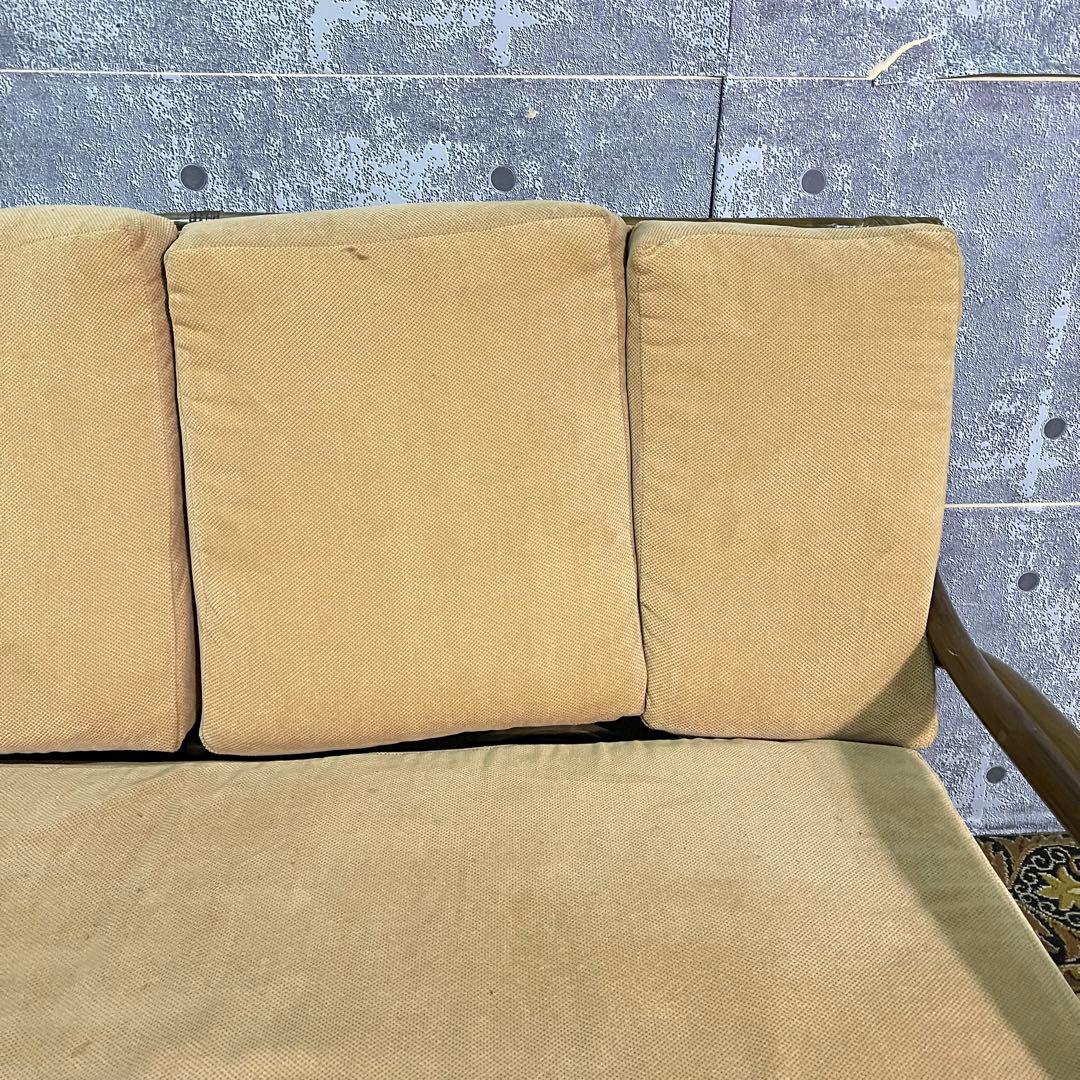 ꧁籐家具꧂ラタン 1人掛けアームソファ&3人掛けソファセット 籐素材 昭和レトロ