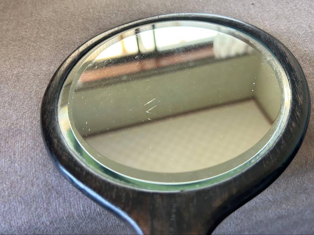 英国アンティーク エドワーディアン時代 エボニー ハンドミラー&ブラシ