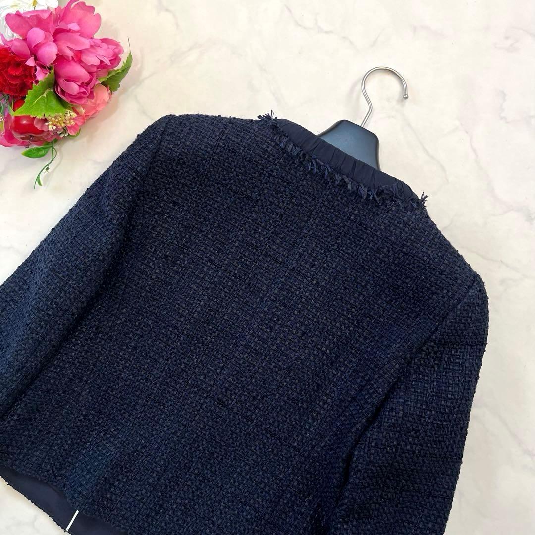 極美品☆アナイ【2022年】ミックスツイードノーカラージャケット　38