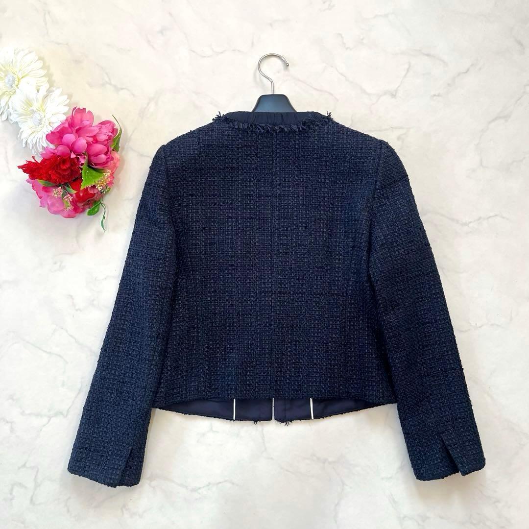 極美品☆アナイ【2022年】ミックスツイードノーカラージャケット　38