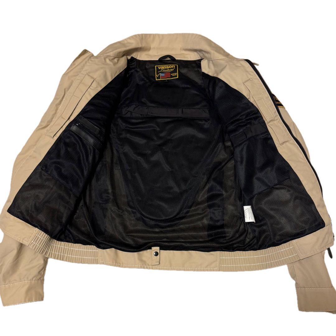 美品 VANSONコットンジャケット ベージュVS15105Sプロテクター L