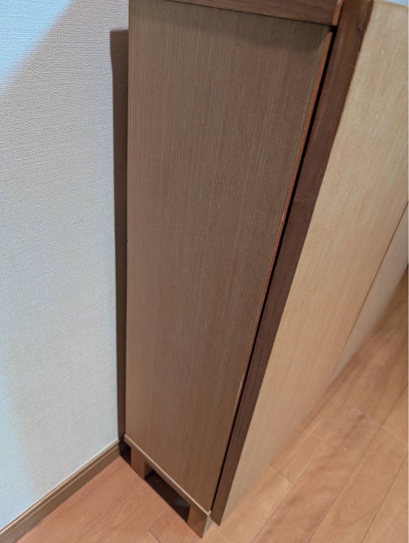 ■送料込■無印良品 木製薄型 本棚 棚 扉付き タモ材