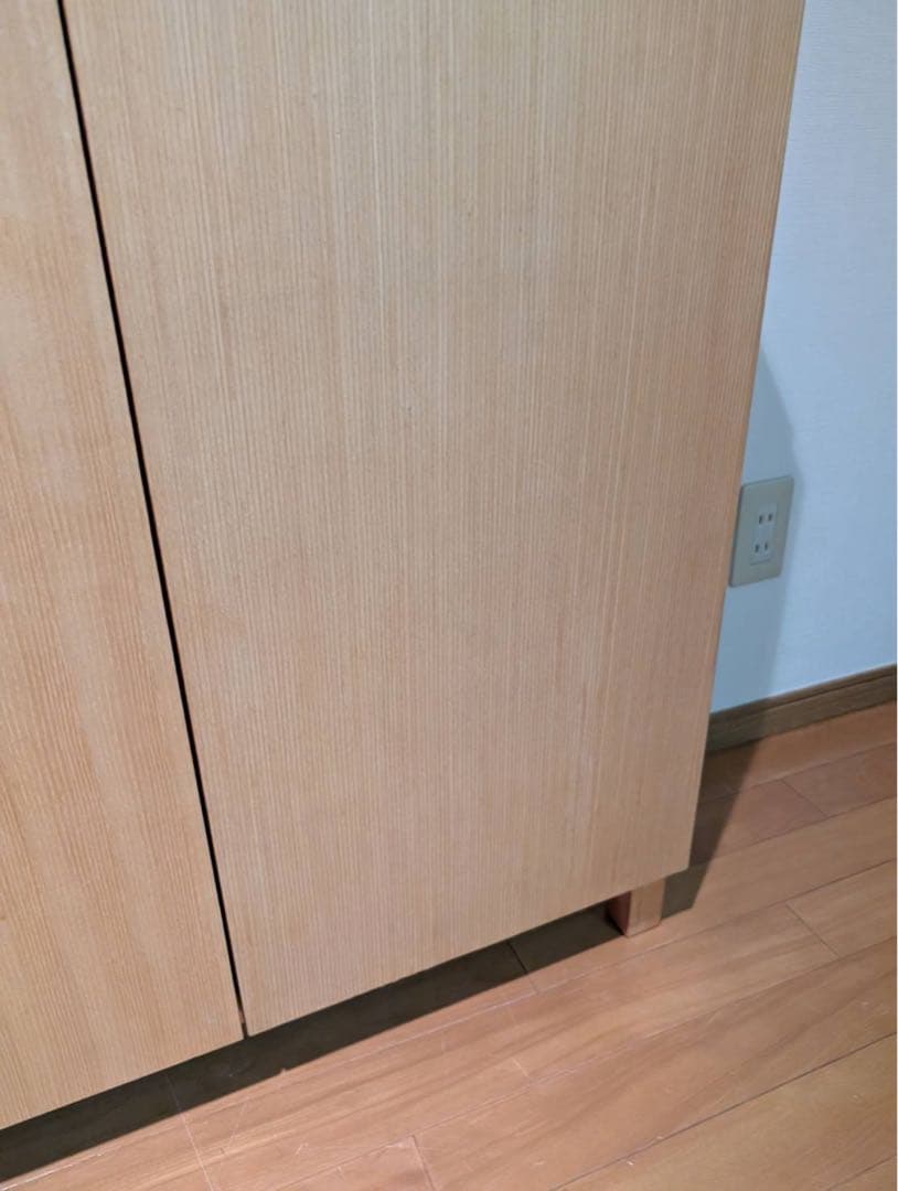 ■送料込■無印良品 木製薄型 本棚 棚 扉付き タモ材