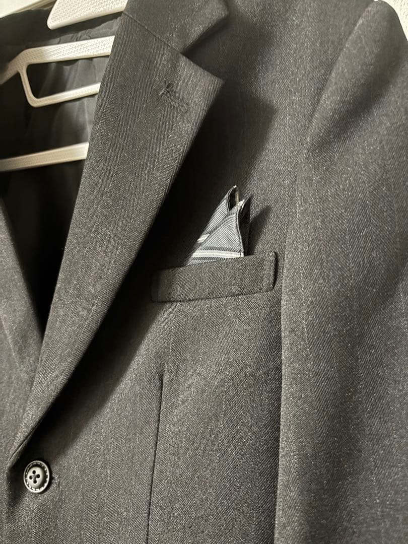 【美品】CHOPIN チェックベストスリーピーススーツ　ブラック　160cm