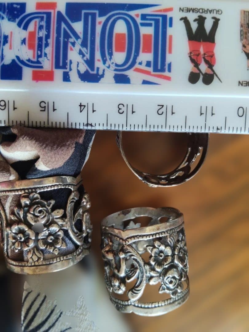 シルバー８３５.花と天使のナプキンリング 3個セット