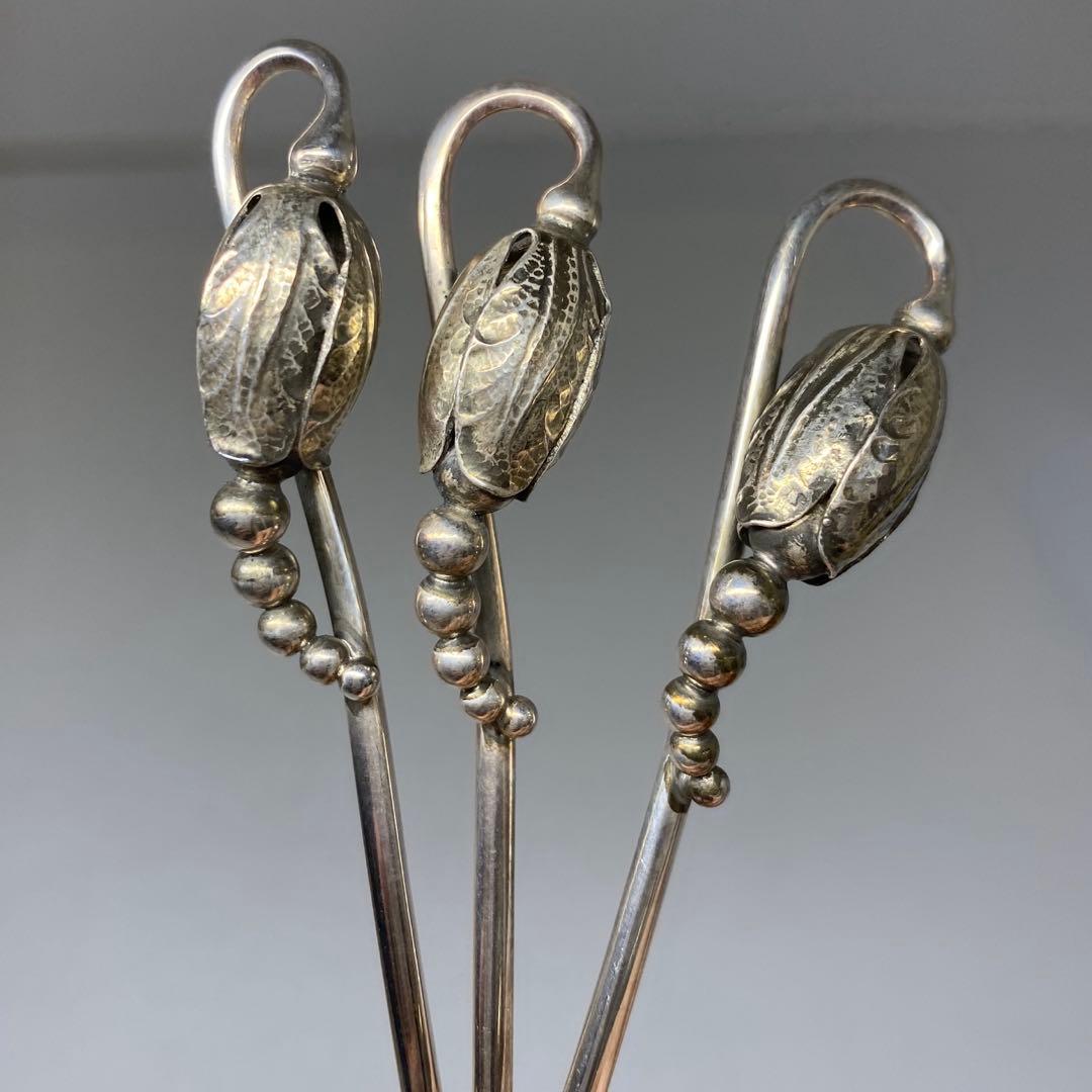 ジョージジェンセン最高峰　sterlingブロッサムデザートスプーン6本　共袋