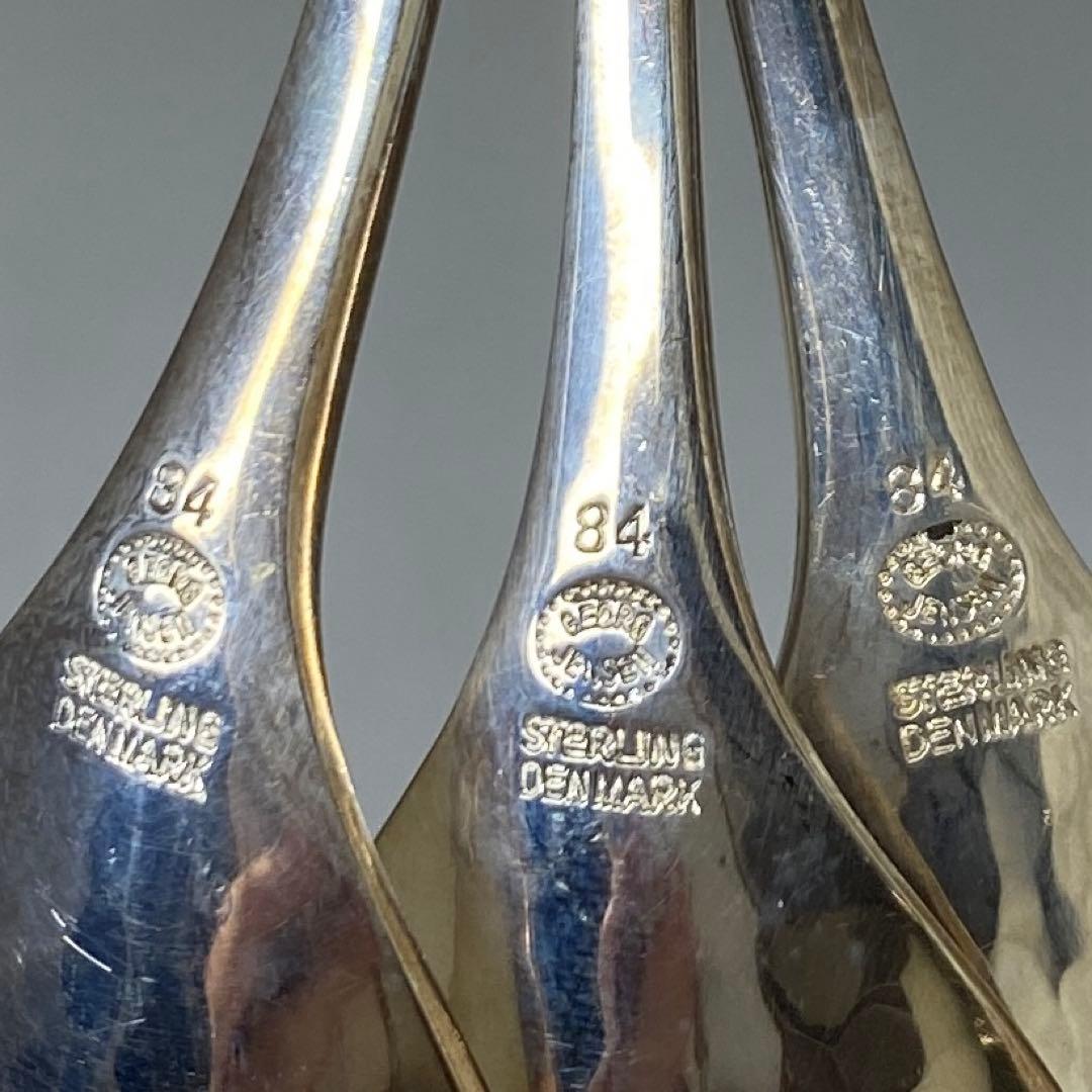 ジョージジェンセン最高峰　sterlingブロッサムデザートスプーン6本　共袋