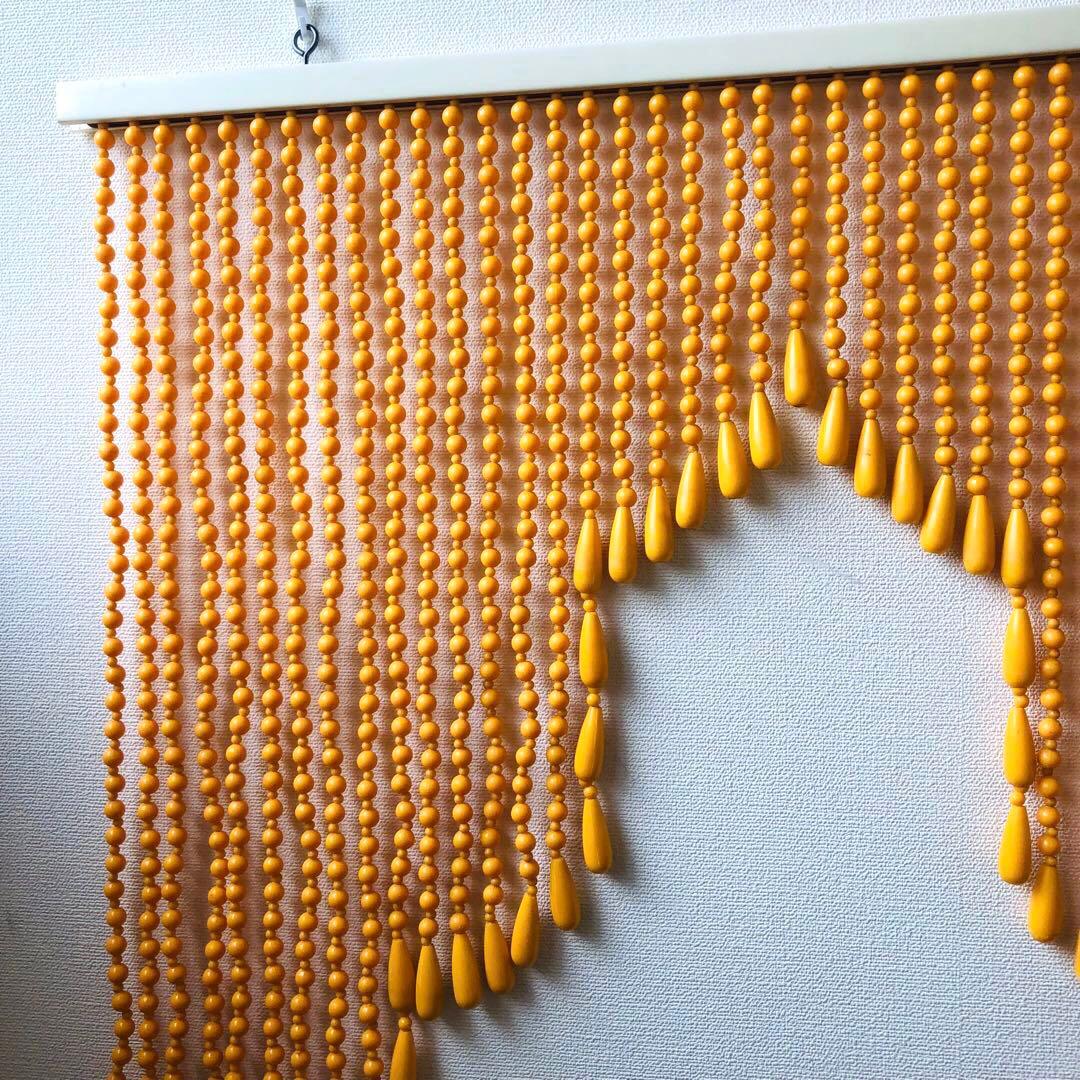 レトロポップ 昭和レトロ ビーズのれん 玉のれん オレンジ　カーテン雫　当時物