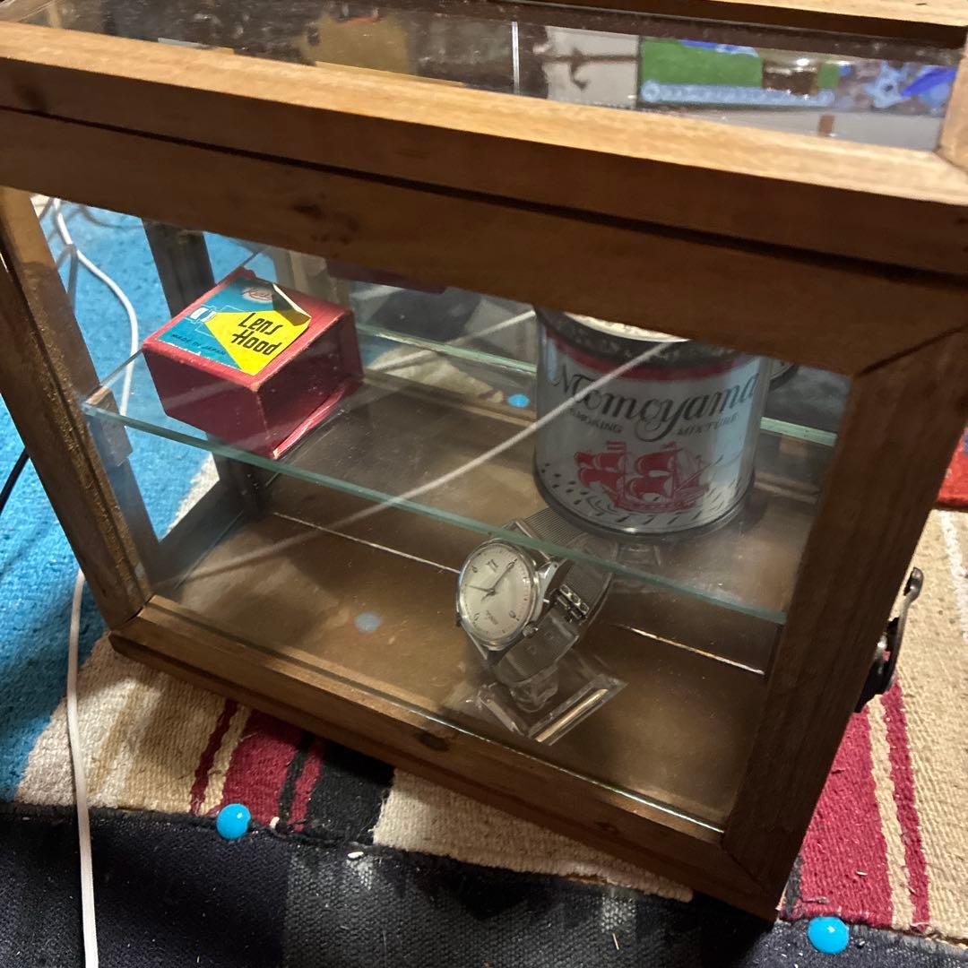 木製ガラスケース 2段棚付き二個せっセット