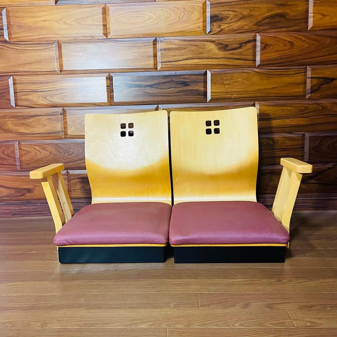 【超希少】マルカツ 高座椅子 肘置き アームチェア 旅館 2脚セット ピンク