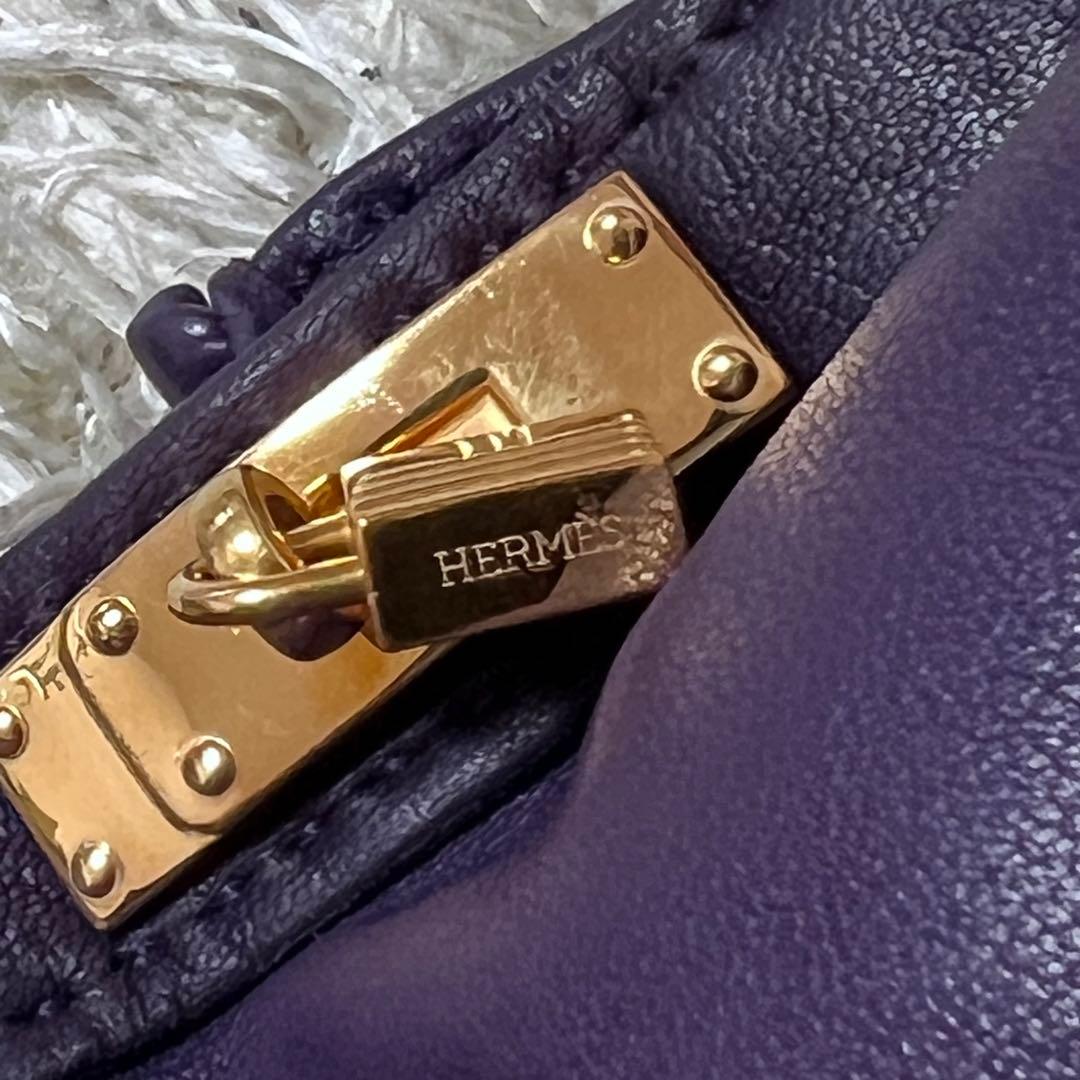 ☆美品☆エルメス　レザーグローブ　ケリー　羊革　パープル　6 1/2