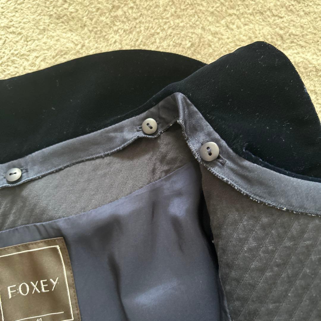 FOXEY キルティング 2way ノーカラージャケット　ネイビー 紺 40