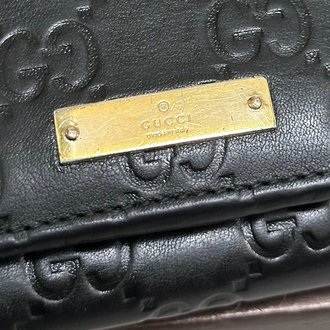 GUCCI グッチ　長財布　メタルロゴ　グッチシマ　ブラック　GG