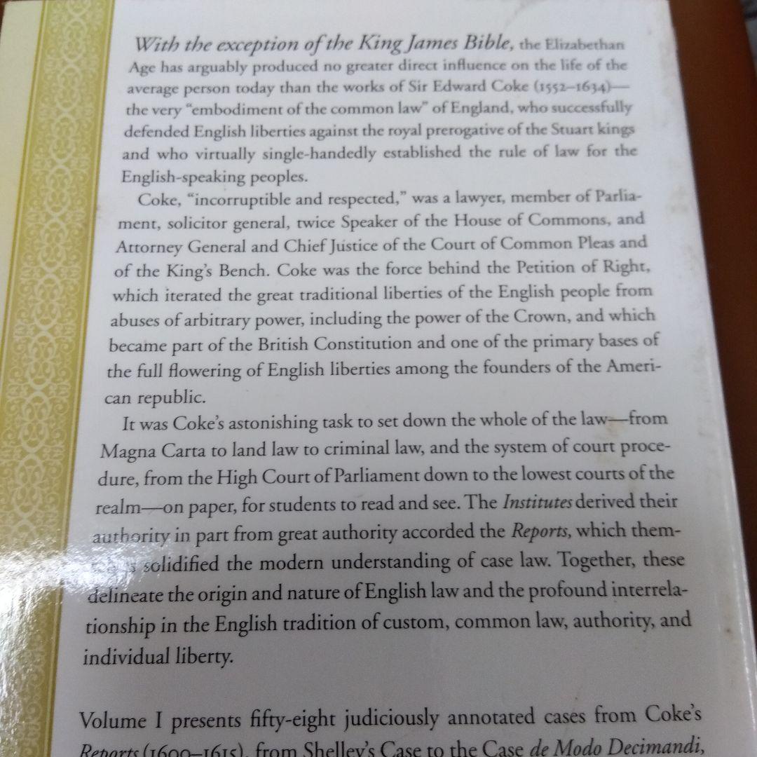 洋書・英米法　エドワード・コーク選集全 3巻 ,,コモン・ロー　クック