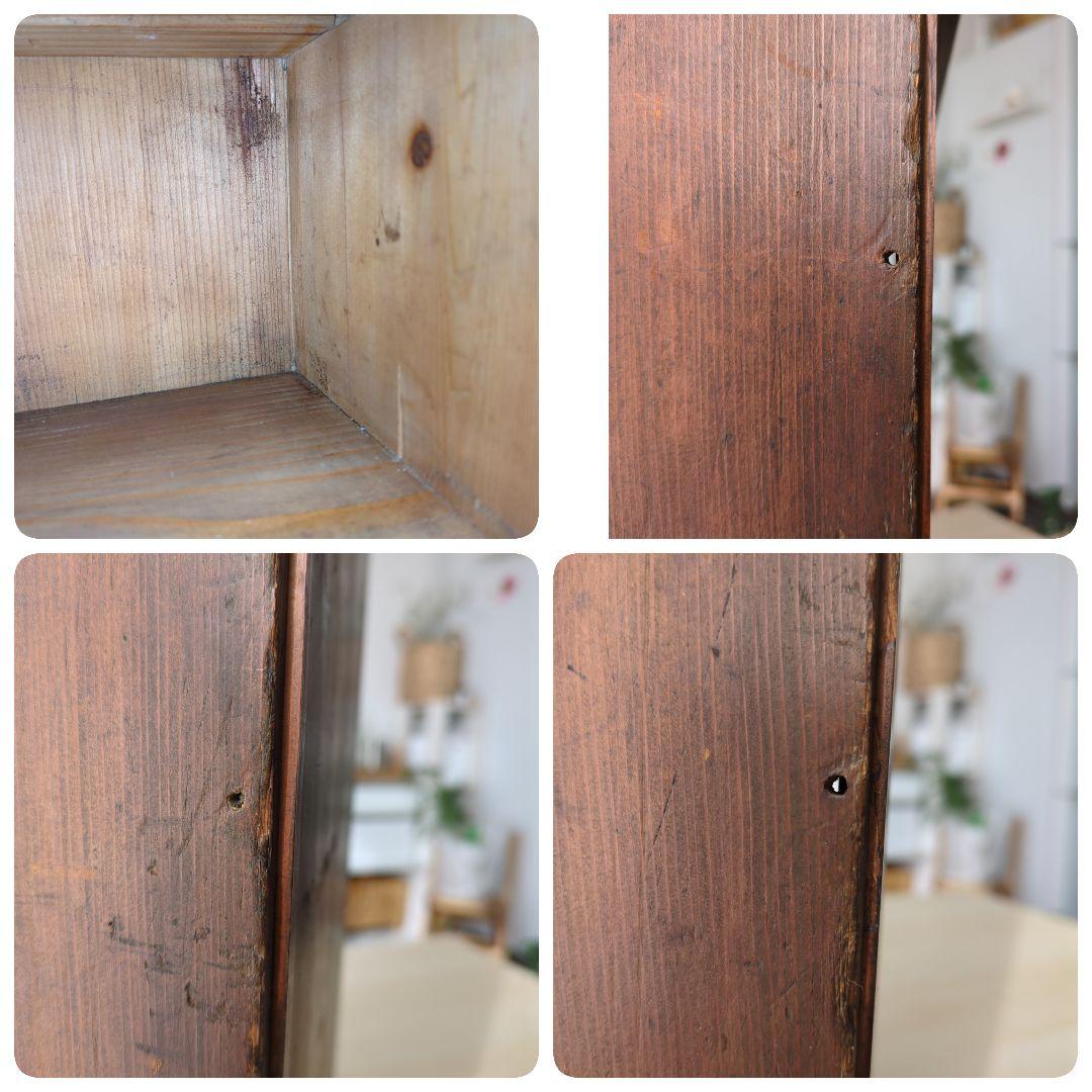 木製　什器　アンティーク　レトロ　食器棚　仕切り棚　収納棚　ラック