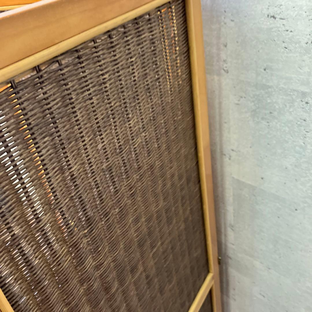 昭和レトロ エスニック 木製 3連 ラタンパーテーション 間仕切り 仕切り