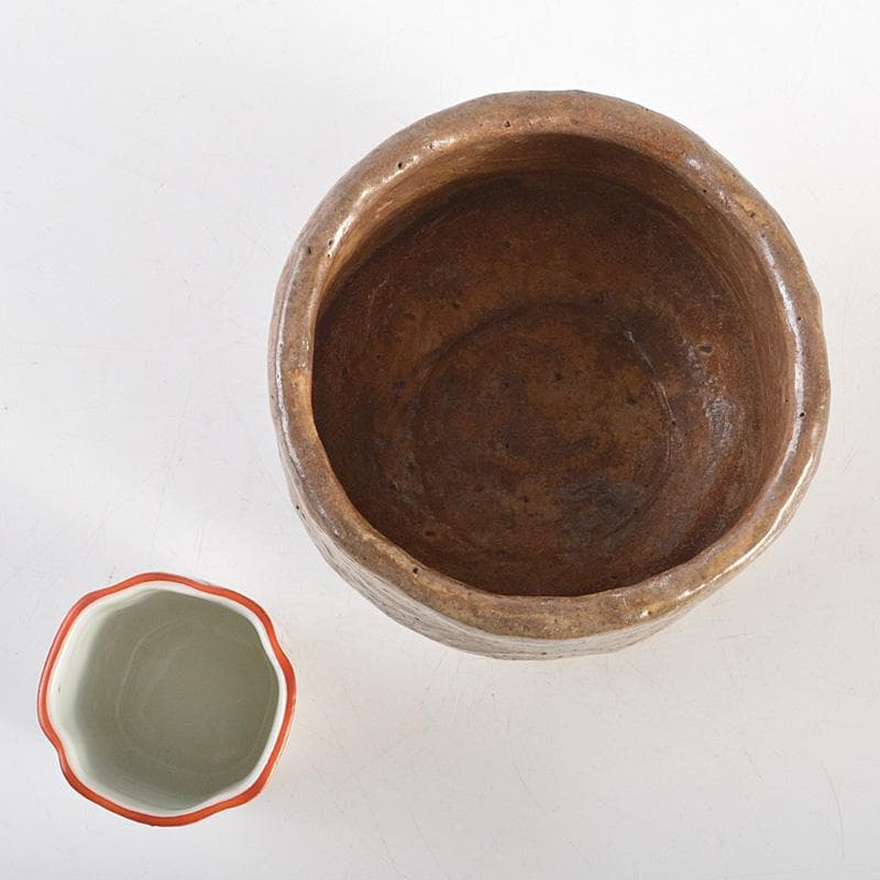 茶道具　面朱茶箱　茶碗　棗など　七点　一式　仕覆付　C　R7368