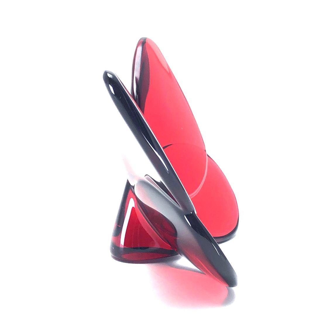 【美品・箱付き】バカラ／ラッキーバタフライ クリスタル レッド／BC512