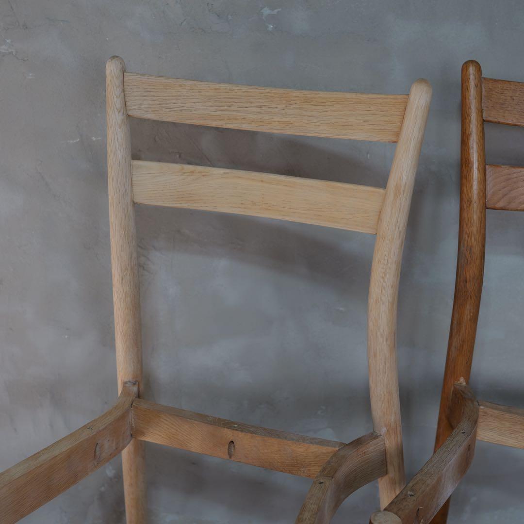 フルメンテ済　日進木工 スタッキングチェア オールドオーク2脚　全面研磨座面新品