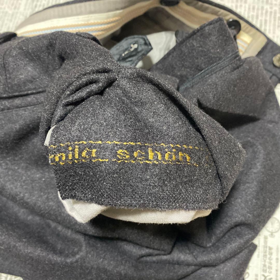 ミラショーン　超肉厚　フラノカシミヤ100% チャコールグレー　ダブルスーツ