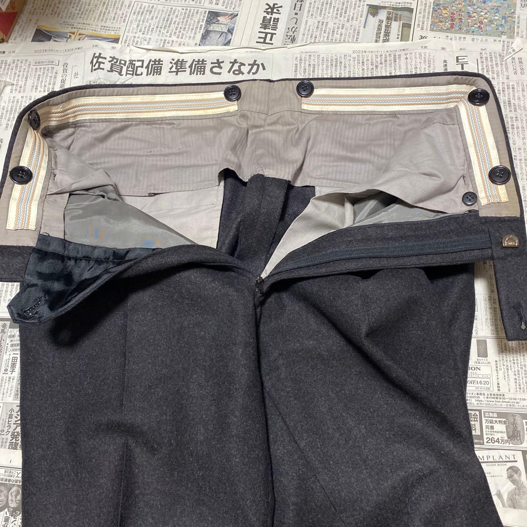 ミラショーン　超肉厚　フラノカシミヤ100% チャコールグレー　ダブルスーツ