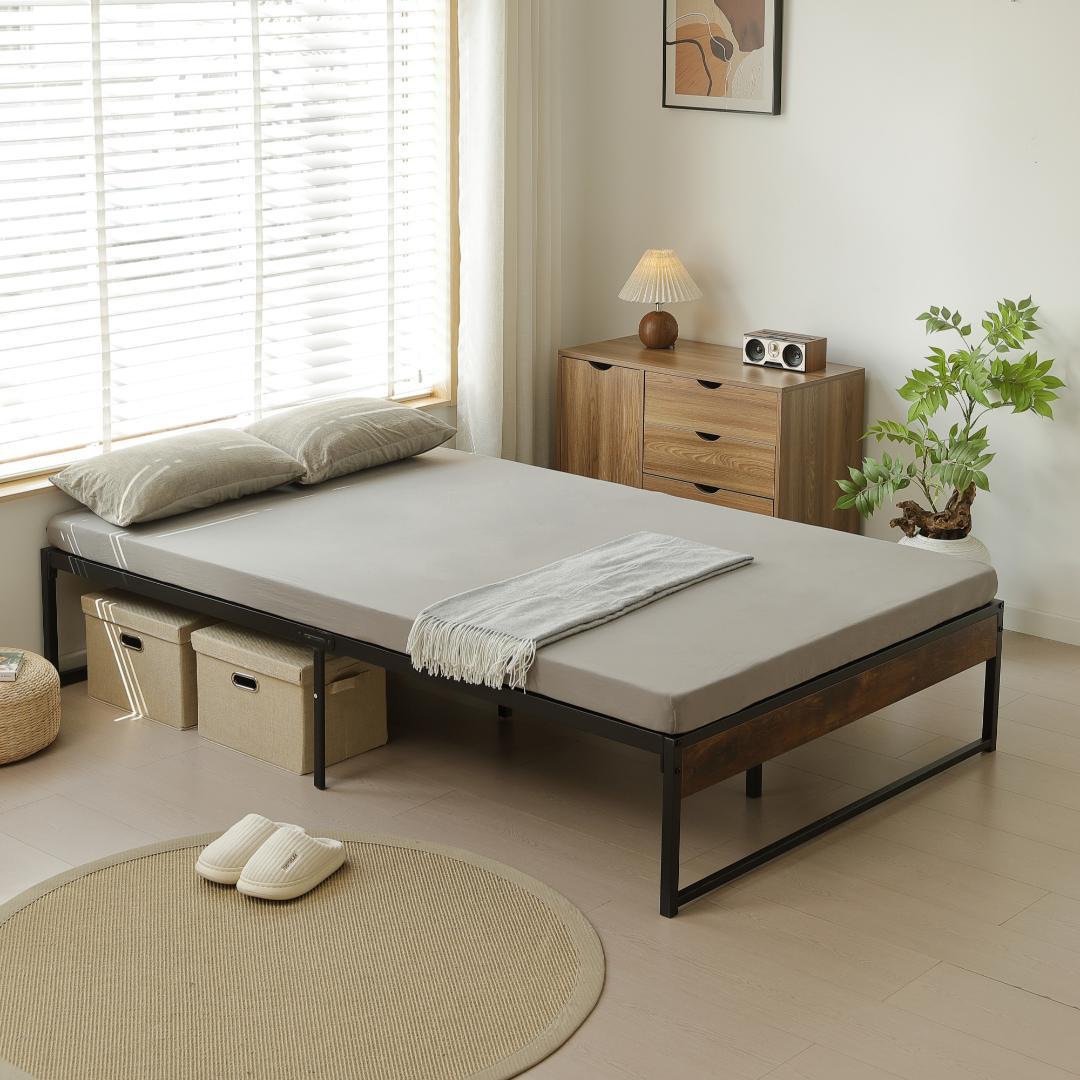 【限定価格】超人気！ベッドフレーム パイプベッド【ダブル D】　BLACK