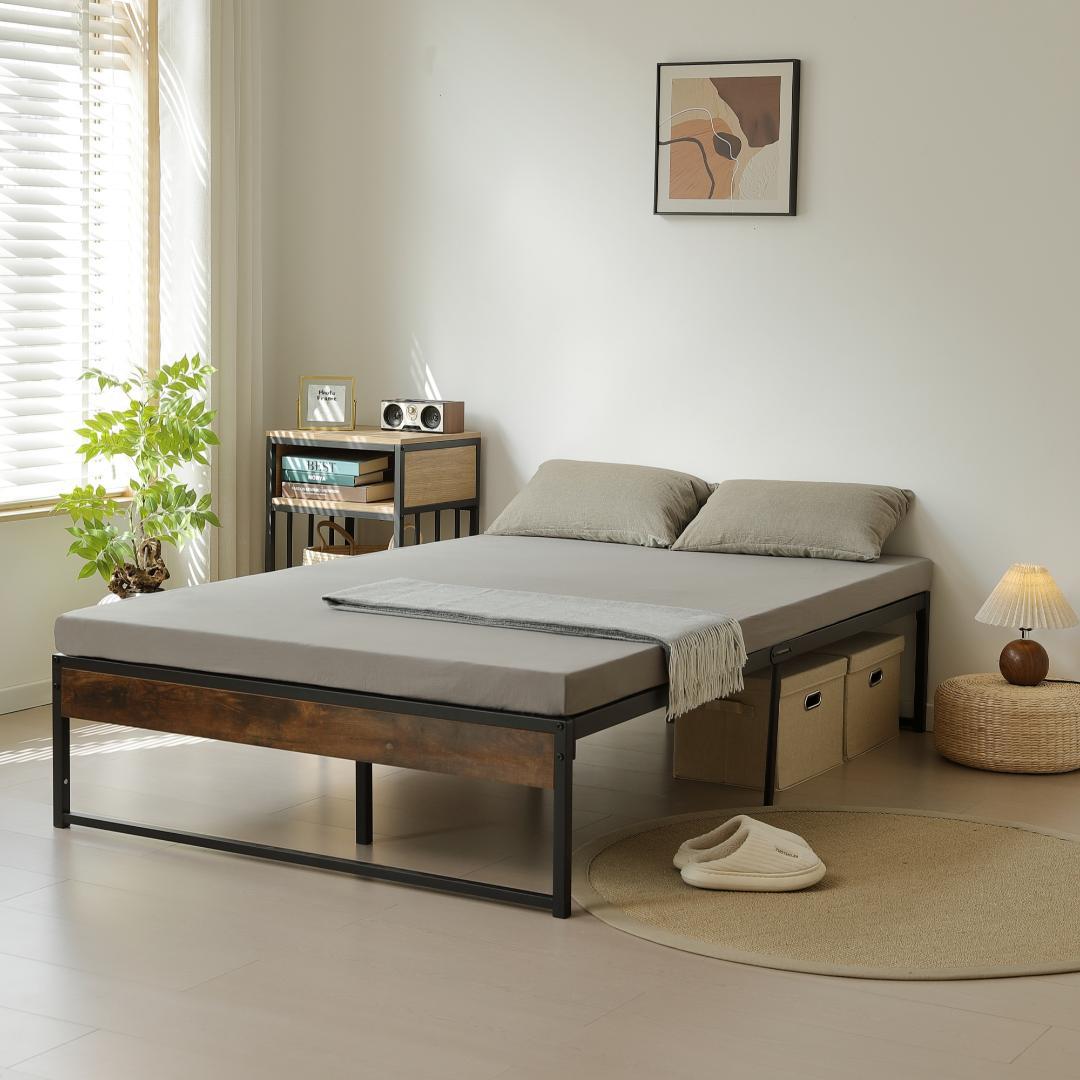 【限定価格】超人気！ベッドフレーム パイプベッド【ダブル D】　BLACK