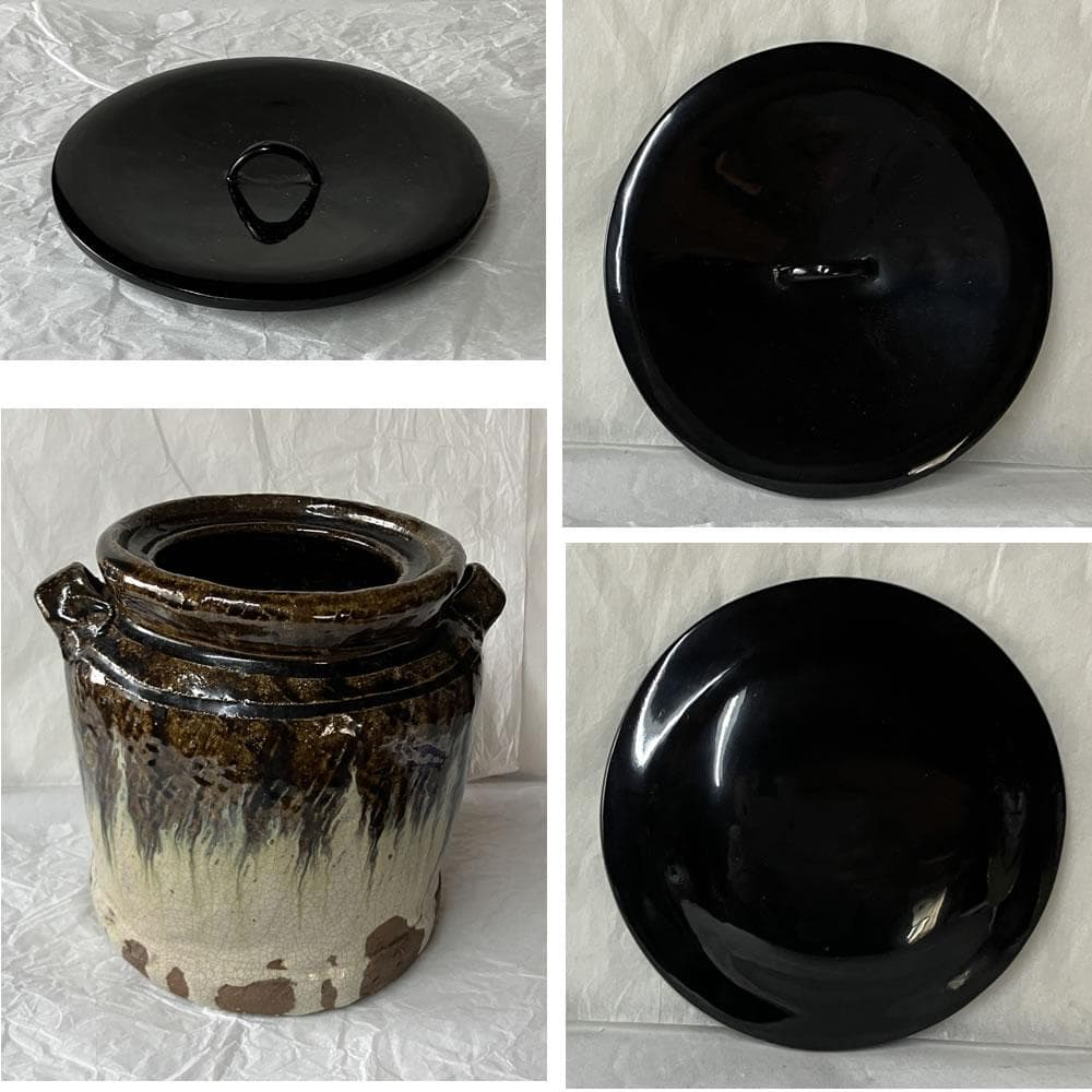 F1424 朝鮮唐津 耳付水指 木箱入り 水指 茶道具