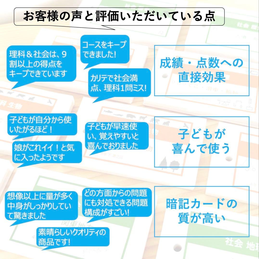 中学受験 暗記カード【4年下社会・理科6-18回】組分けテスト対策 予習シリーズ