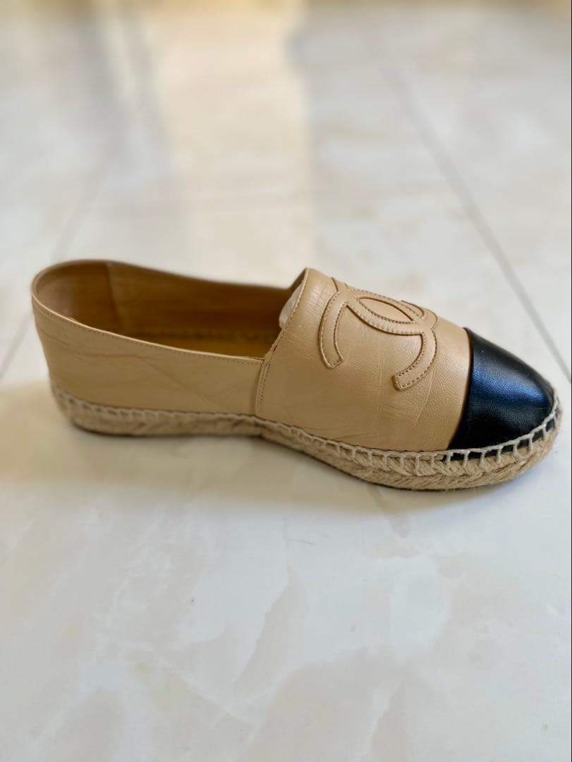 美品 シャネル ラムスキン エスパドリーユ スリッポン スニーカー CHANEL