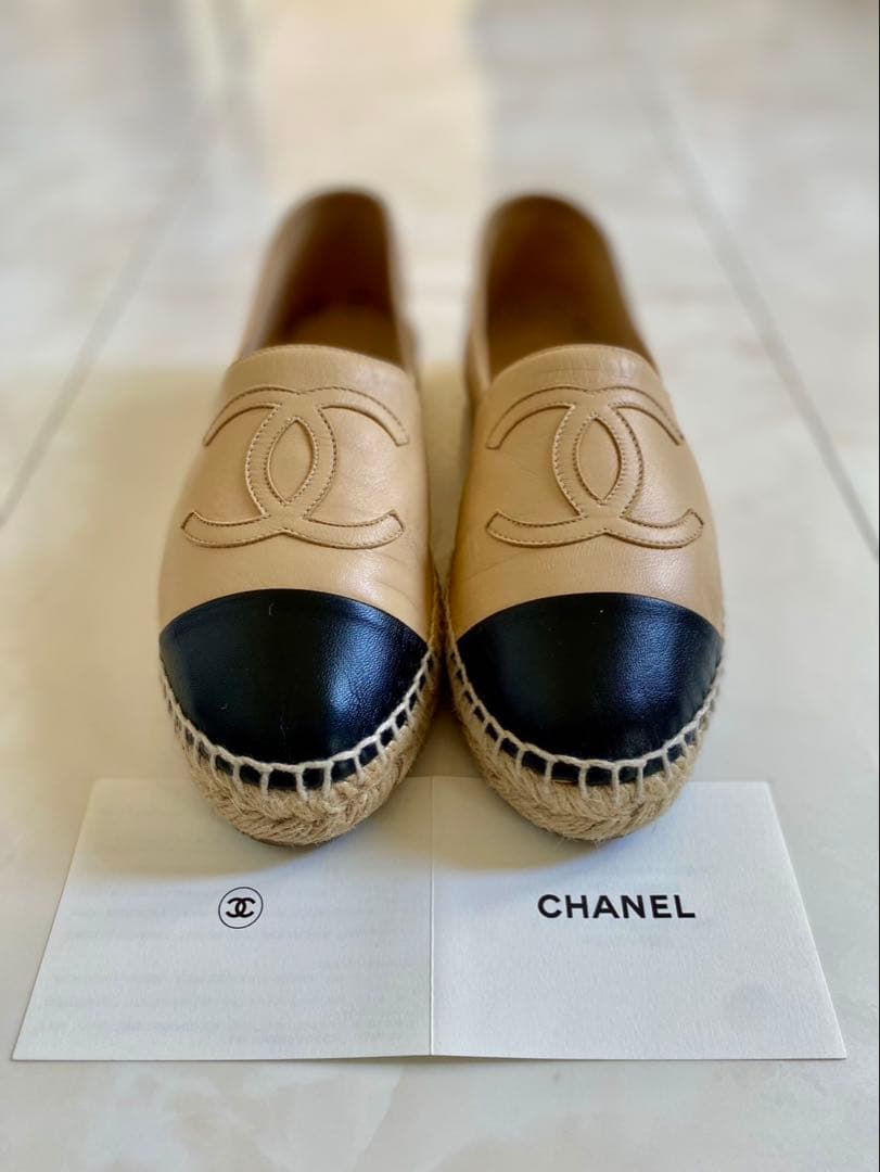 美品 シャネル ラムスキン エスパドリーユ スリッポン スニーカー CHANEL