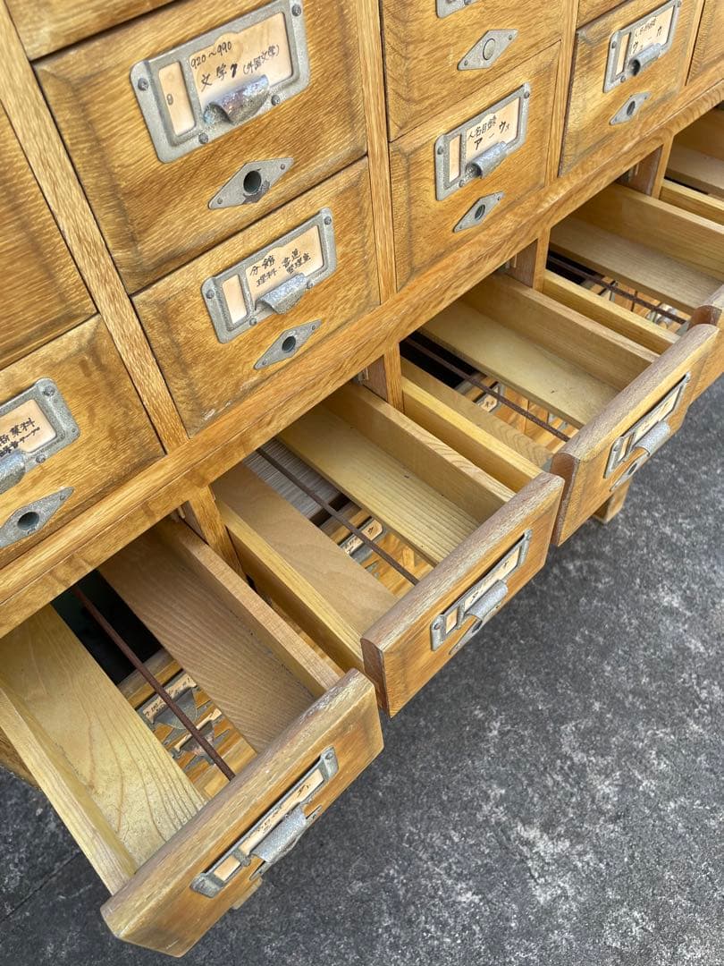 ビンテージ/学校/図書館/収納棚/棚/カードケース/キャビネット/小引き出し/②