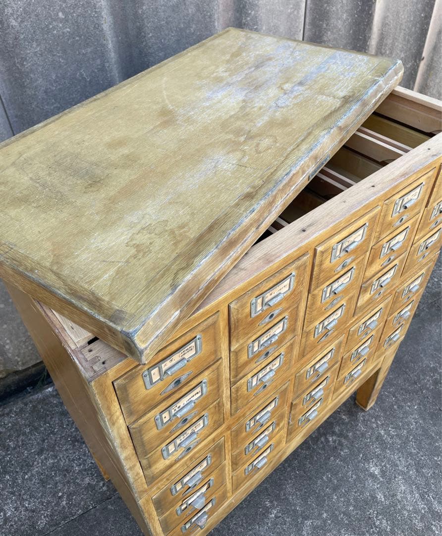 ビンテージ/学校/図書館/収納棚/棚/カードケース/キャビネット/小引き出し/②