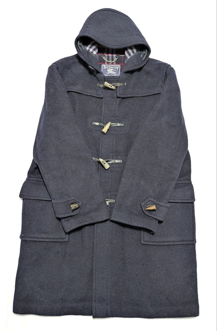 Burberry ダッフルコート ネイビー ノバチェック ウール100% XL