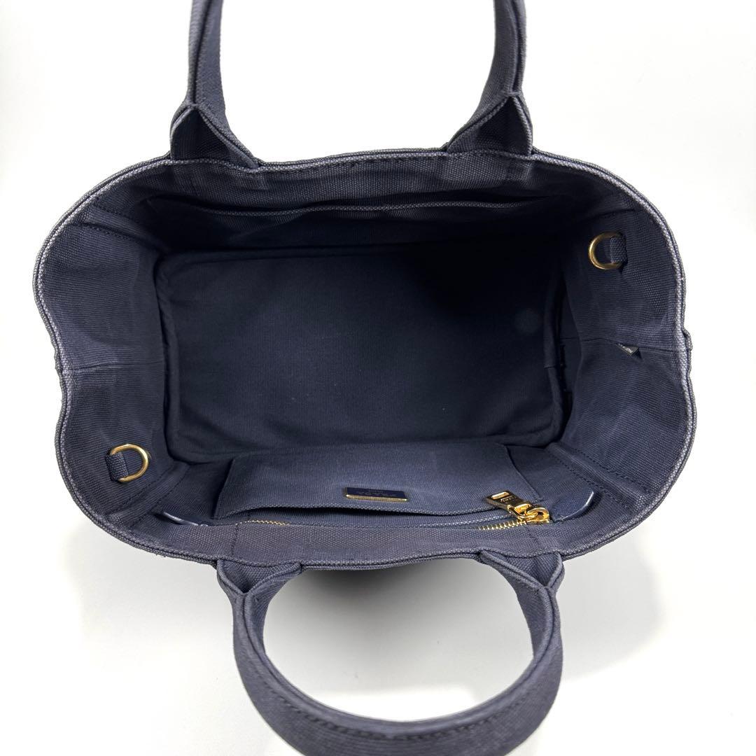 美品✨ PRADA プラダ カナパ S ネイビー ハンドバッグ キャンバス