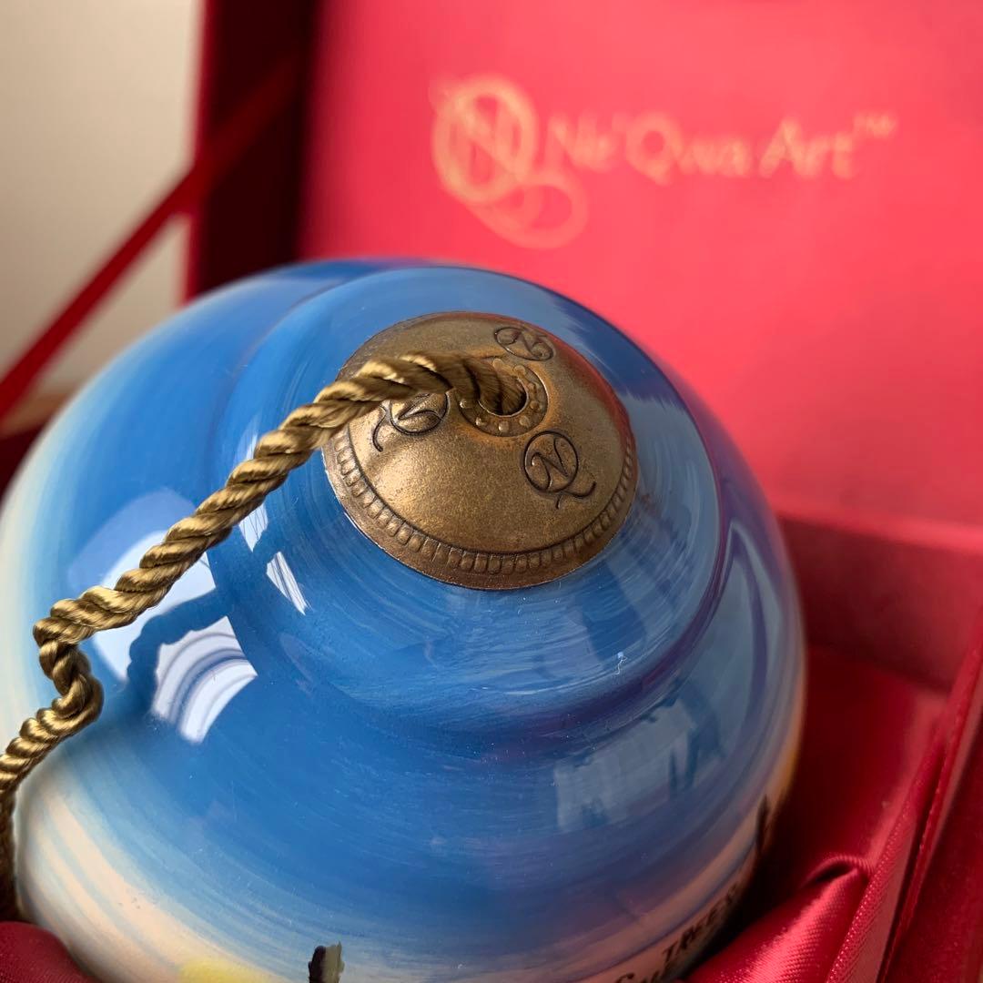 アメリカ　ハンドメイド　手描き　ガラス　オーナメント　箱入り　電車　鉄道