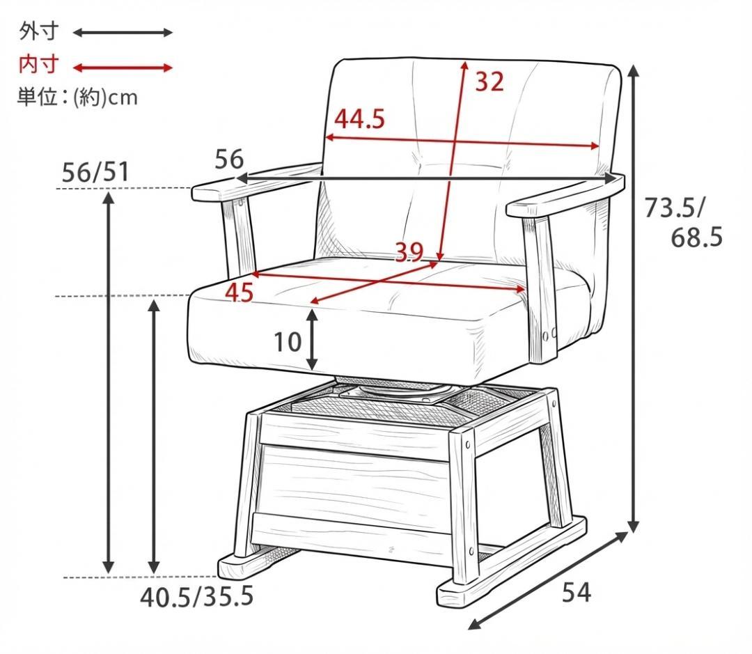 こたつ対応【2脚セット】【新品】立ち座りラクラク！高機能回転ダイニングチェア