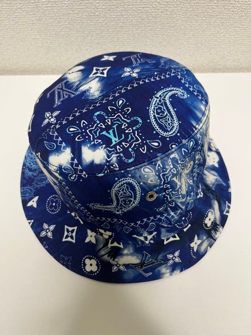 美品　ルイヴィトン バケハ　リバーシブル　ブルー　ネイビー